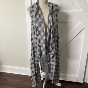 Sydney made in USA Lagenlook artsy topper long open front duster vest size M